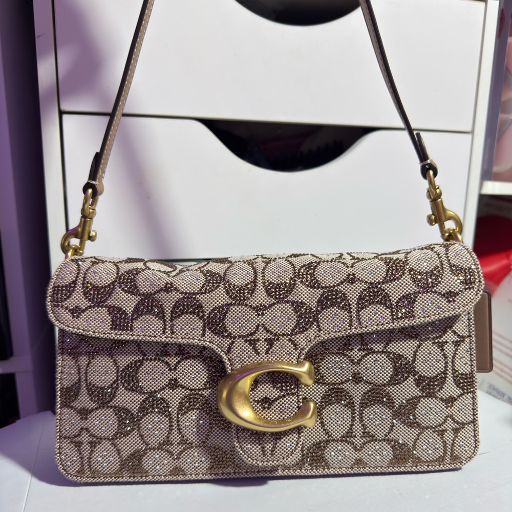 Brand New! Coach Tabby 26 Signature Crystal Jacquard Shoulder Bag Crossbody